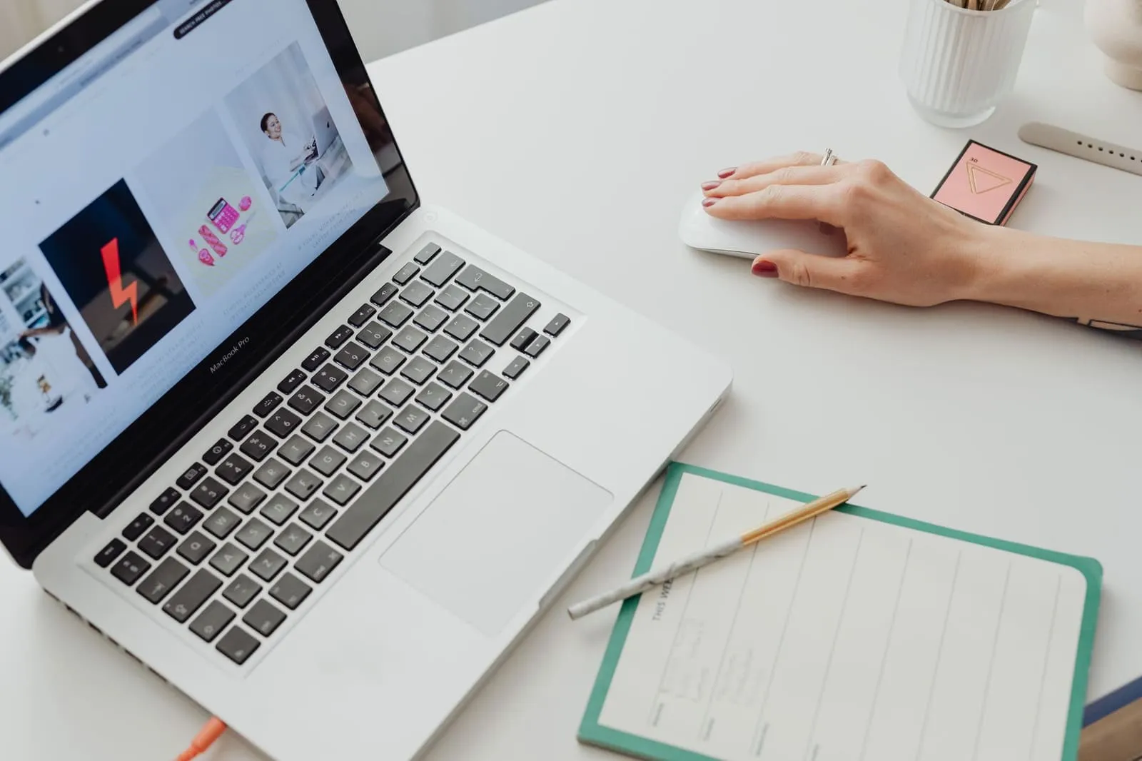 A woman using a laptop